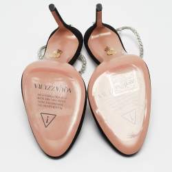 Pre Owned Aquazzura Black Suede Ice Ankle Strap Pumps Size 38