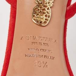 Aquazzura Red Suede Wild Thing Ankle Strap Sandals Size 39.5