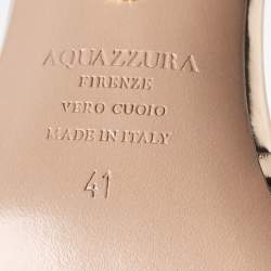 Pre Owned Aquazzura Rose Gold Crystal Embellished Leather Tequila Ankle Strap Sandals Size 41