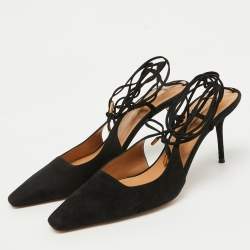 Aquazzura Black Suede Ankle Wrap Ambra Pumps Size 40