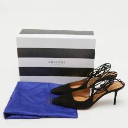 Aquazzura Black Suede Ankle Wrap Ambra Pumps Size 40