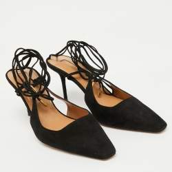 Aquazzura Black Suede Ankle Wrap Ambra Pumps Size 40