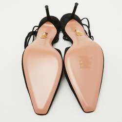 Aquazzura Black Suede Ankle Wrap Ambra Pumps Size 40
