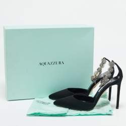 Aquazzura Black Grosgrain Crystal Embellished Comet Pumps Size 36