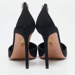Aquazzura Black Grosgrain Crystal Embellished Comet Pumps Size 36