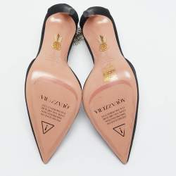 Aquazzura Black Grosgrain Crystal Embellished Comet Pumps Size 36