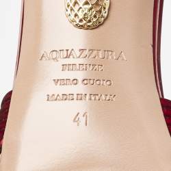 Pre Owned Aquazzura Burgundy Leather Ari Ankle Wrap Sandals Size 41