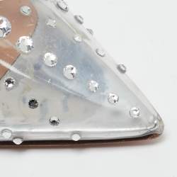 Pre Owned Aquazzura Transparent PVC Crystal Embellished Slingback Pumps Size 40