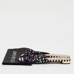 Aquazzura Black Polka Dot Print Fabric Knot Flat Slide Sandals Size 40