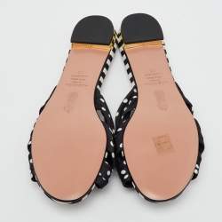 Aquazzura Black Polka Dot Print Fabric Knot Flat Slide Sandals Size 40