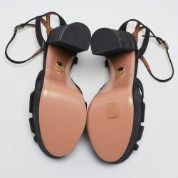 Pre Owned Aquazzura Black Texture Suede Luna Platform Sandals Size 40