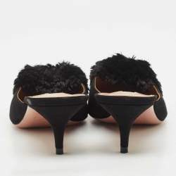 Pre Owned Aquazzura Black Suede Crystal Embellished Lotus Mules Size 40