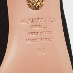 Pre Owned Aquazzura Black Suede Crystal Embellished Lotus Mules Size 40