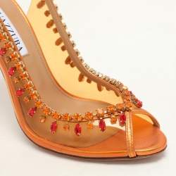 Pre Owned Aquazzura Transparent/Bronze Leather and PVC Temptation Pumps Size 37.5