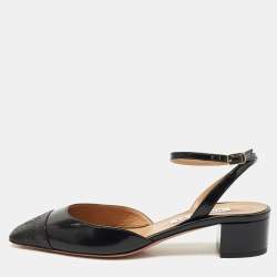 Pre Owned Aquazzura Black Leather French Flirt Ankle Strap Pumps Size 37