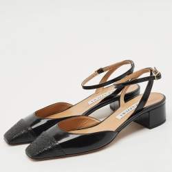 Pre Owned Aquazzura Black Leather French Flirt Ankle Strap Pumps Size 37