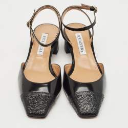 Pre Owned Aquazzura Black Leather French Flirt Ankle Strap Pumps Size 37