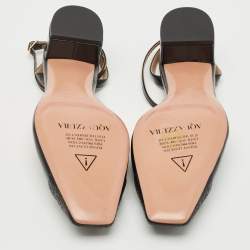 Pre Owned Aquazzura Black Leather French Flirt Ankle Strap Pumps Size 37