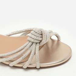 Aquazzura Beige Crystal Embellished Suede Celeste Flats Size 38