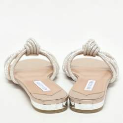 Aquazzura Beige Crystal Embellished Suede Celeste Flats Size 38
