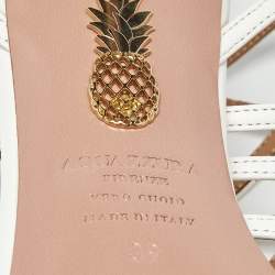 Pre Owned Aquazzura White Leather Essence Ankle Strap Sandals Size 39