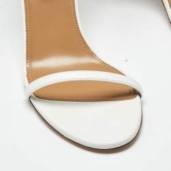 Pre Owned Aquazzura White Leather Essence Ankle Strap Sandals Size 39