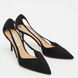 Pre Owned Aquazzura Black Suede Dangerous Liaisons Pumps Size 39.5