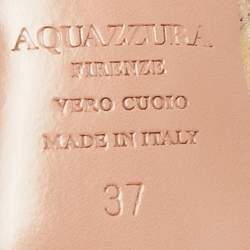 Pre Owned Aquazzura Rose Gold Leather and Mesh Bow Tie Slingback Pumps Size 37