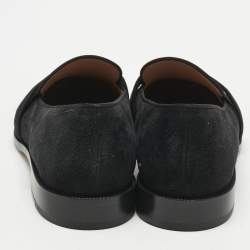 Pre Owned Aquazzura Black Suede and Grosgrain Martin Loafers Size 39