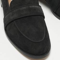 Pre Owned Aquazzura Black Suede and Grosgrain Martin Loafers Size 39