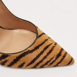 Pre Owned Aquazzura Black/Brown Calf Hair Forever Marilyn Pumps Size 38.5