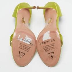 Pre Owned Aquazzura Green Satin Uptown D'orsay Sandals Size 38.5