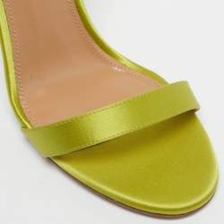 Pre Owned Aquazzura Green Satin Uptown D'orsay Sandals Size 38.5