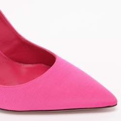 Pre Owned Aquazzura Pink Nylon Love Link Slingback Pumps Size 38