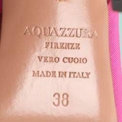 Pre Owned Aquazzura Pink Nylon Love Link Slingback Pumps Size 38