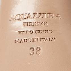 Pre Owned Aquazzura Silver Patent Leather and PVC Temptation Crystals Slingback Platform Pumps Size 38