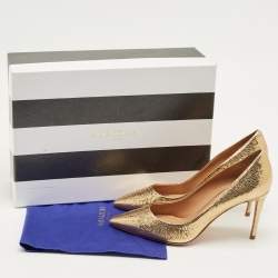 مملوكة مسبقًا Aquazzura Gold Textured Leather Purist Pumps Size 35