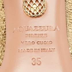 مملوكة مسبقًا Aquazzura Gold Textured Leather Purist Pumps Size 35