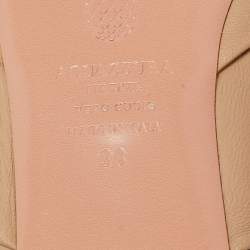 Pre Owned Aquazzura Beige/Black Leather and Fabric Twist Cap Toe Mules Size 38