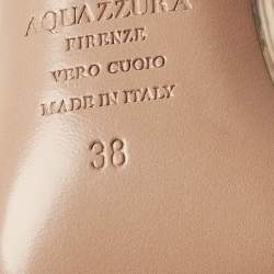 Pre Owned Aquazzura Gold Leather and PVC Crystal Embellish Temptation Peep Toe Pumps Size 38