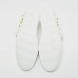 Pre Owned حذاء رياضي أكوازورا أربطة A جلد أبيض/ذهبي ومطبوع جلد الثعبان مزخرف بطبعة ليمون مقاس 36.5