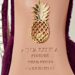 مملوكة مسبقًا حذاء مولز أكوازورا مقدمة مدببة زخرفة كريستال سابين قطيفة عنابي مقاس 38.5