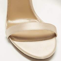 Pre Owned Aquazzura Bow Tie Size 37 Powder Pink/Silver Satin Crystal Embellished Ankle Strap Sandals