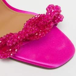 Pre Owned صندل أكوازورا سلسلة الحب ساتان وردي سليب باك مقاس 38.5