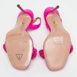 Pre Owned صندل أكوازورا سلسلة الحب ساتان وردي سليب باك مقاس 38.5