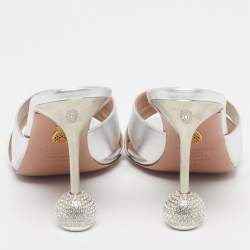 Pre Owned صندل أكوازورا تيس دارلينج جلد فضي مفتوح مقاس 41