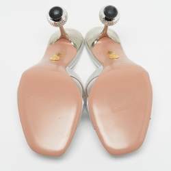 Pre Owned صندل أكوازورا تيس دارلينج جلد فضي مفتوح مقاس 41