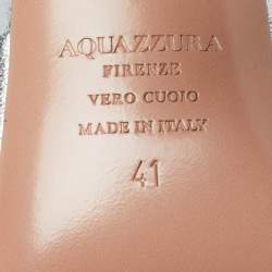 Pre Owned صندل أكوازورا تيس دارلينج جلد فضي مفتوح مقاس 41