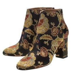 Pre Owned حذاء بوت كاحل أكوازورا قماش جاكار مورد متعدد الألوان مقاس 38