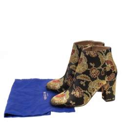 Pre Owned حذاء بوت كاحل أكوازورا قماش جاكار مورد متعدد الألوان مقاس 38